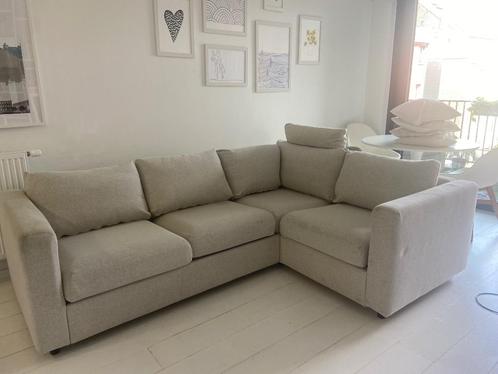 Canapé d’angle IKEA VIMLE avec appui-tête en Gunared beige., Huis en Inrichting, Zetels | Zetels, Gebruikt, Hoekbank, Driepersoons
