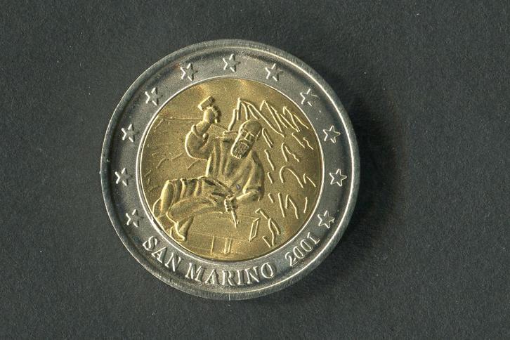 San Marino 2001 Marinus 2 euro proof zeldzame munt, Postzegels en Munten, Munten | Europa | Euromunten, Setje, 2 euro, San Marino