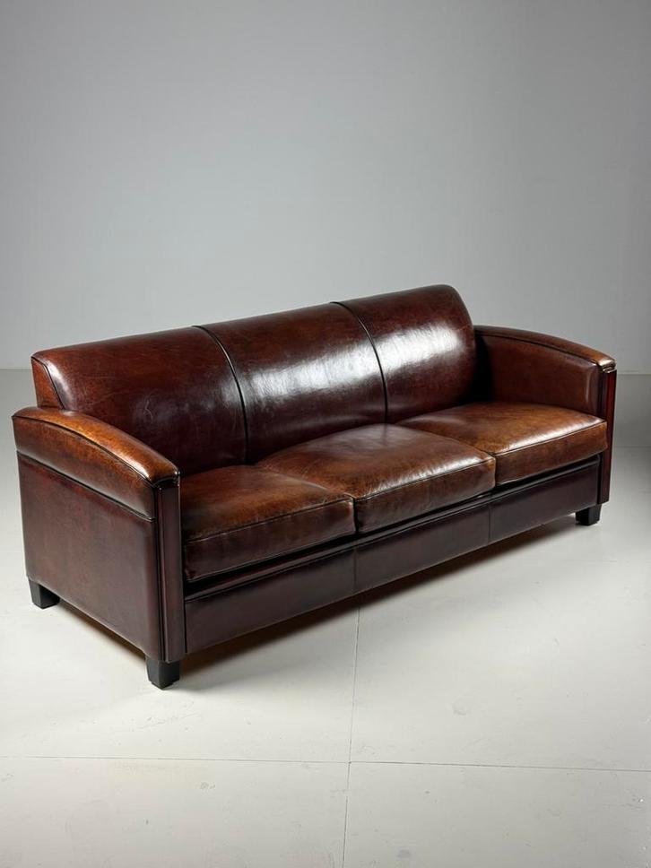 Schapenleren 3 zits bank Art Deco, Antiek en Kunst, Antiek | Meubels | Stoelen en Sofa's, Ophalen