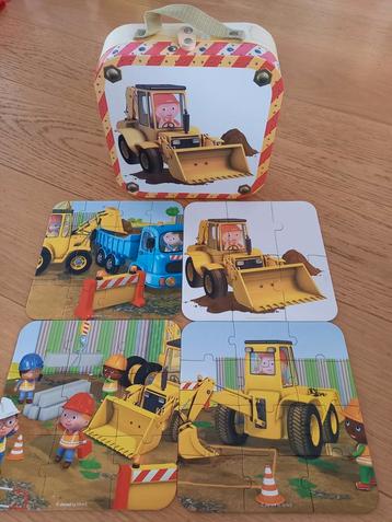 Valisette 4 Puzzles construction Janod en excellent état, Enlèvement ou Envoi, Comme neuf, 2 à 4 ans