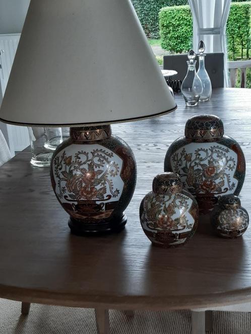 Chinese vazen en staande lamp, Huis en Inrichting, Woonaccessoires | Vazen, Zo goed als nieuw, Groen, Aardewerk of Porselein, Ophalen