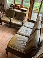 Salon met 3-persoonszetel en 2 eenpersoonszetels, Ophalen, Gebruikt, Leer