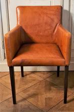 Exclusief vollenerf vegetaal gelooid leder armstoel, Ophalen, Bruin, Nieuw, Hout