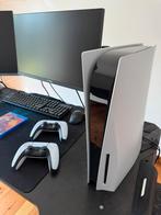PlayStation 5 + twee controllers (825G), Ophalen of Verzenden, Zo goed als nieuw, Playstation 5
