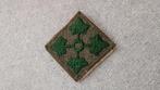 US WWII 4th Infantry patch whiteback, Verzamelen, Ophalen of Verzenden, Landmacht, Embleem of Badge