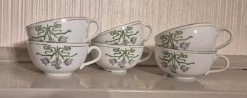 6 antieke art nouveau thee kopjes beschikbaar voor biedingen