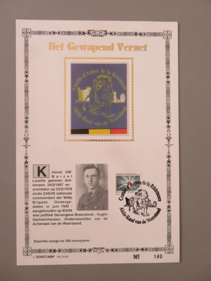 hulde aan de Witte Brigade en Kol. Marcel Louette no.140, Verzamelen, Militaria | Algemeen, Overige soorten, Foto of Poster, Verzenden