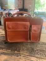 Vintage bruine lederen aktetas - leder - handtas 27 x 21 cm, Motoren, Accessoires | Koffers en Tassen, Ophalen of Verzenden