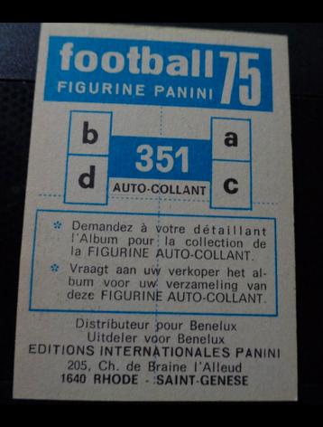 Zoek cherche wanted panini football 75 - n’351 -  offre 150