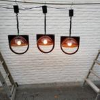 Uittrekbare plafondlampen. 3 stuks. Retro. Plexiglas & hout., Ophalen, Gebruikt, Hout, 75 cm of meer