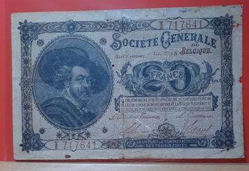 20 Frank - Société Générale - 1918, Ophalen of Verzenden, Los biljet