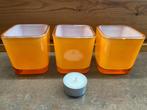 3 Theelichtglaasjes oranje, Autres couleurs, Enlèvement, Chandelier, Neuf
