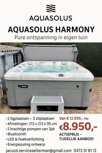 Jacuzzi Aquasolus harmony, Tuin en Terras, Bubbelbaden en Hottubs, Zo goed als nieuw, Ophalen of Verzenden