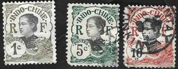 3 Postzegels Vrouw uit Annam Indochina 1907 beschikbaar voor biedingen