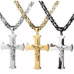 Koningsketting - Emilio - met kruis in 4 mooie kleuren, Nieuw, Goud, Overige materialen, Met hanger