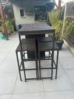 Bartafel en 4 barkrukken, 90 cm ou plus, 4 tabourets, Comme neuf, Synthétique