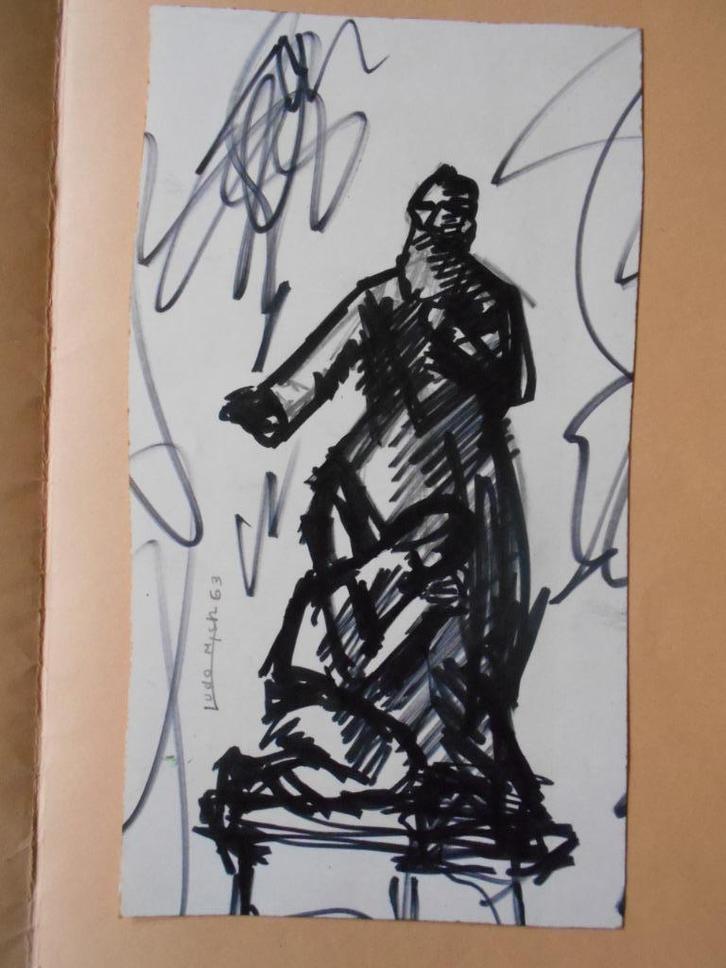Ludo Mich study/tekening, Antiek en Kunst, Kunst | Tekeningen en Fotografie, Ophalen of Verzenden