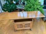 Vintage rotan kast uitklapbaar bovenblad trolly opbergkast., Ophalen, Gebruikt, Vintage en mid-century