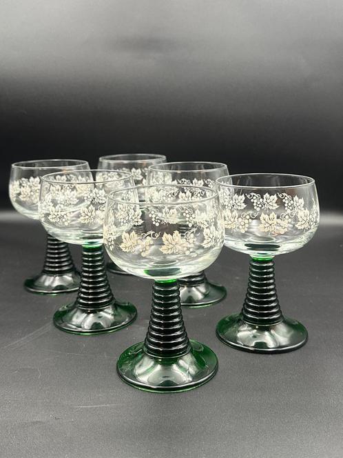 Roemer Glazen met Druivenmotief – Set van 6, Antiek en Kunst, Antiek | Glaswerk en Kristal, Ophalen of Verzenden