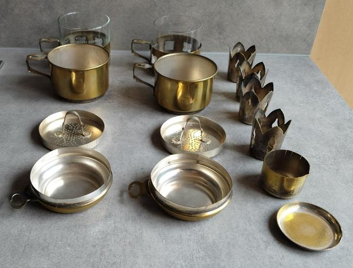 2 koperen koffie of thee filters met glas durobor, Antiek en Kunst, Antiek | Brons en Koper, Koper, Ophalen of Verzenden