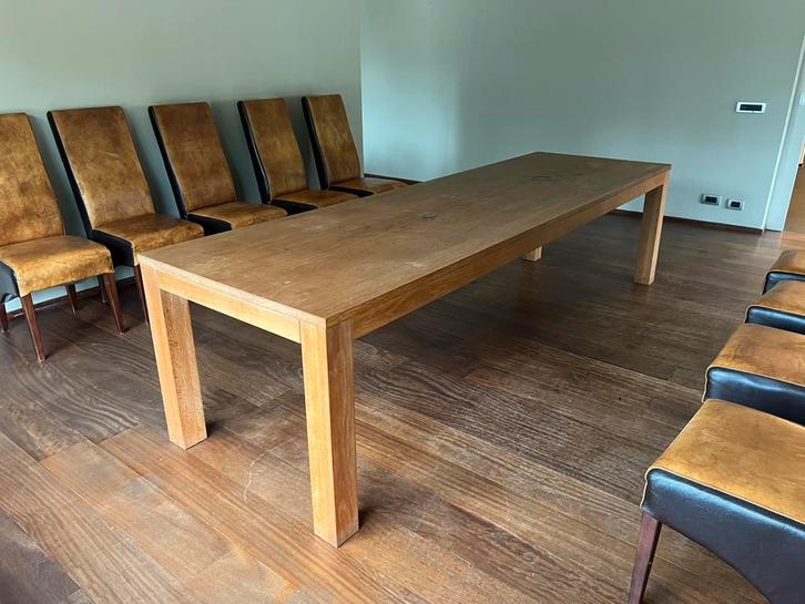 Eettafel masief eiken 300 x 90 cm nu € 799,-, Huis en Inrichting, Tafels | Eettafels, Gebruikt, 50 tot 100 cm, 200 cm of meer