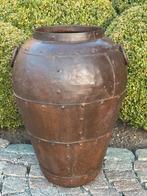 metalen kruik - vaas met ringen - studs - handgemaakt, Ophalen