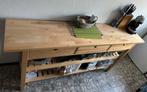 Houten sidetable met ruim werkblad - goede staat., Huis en Inrichting, Ophalen, Gebruikt, 150 tot 200 cm, Overige houtsoorten