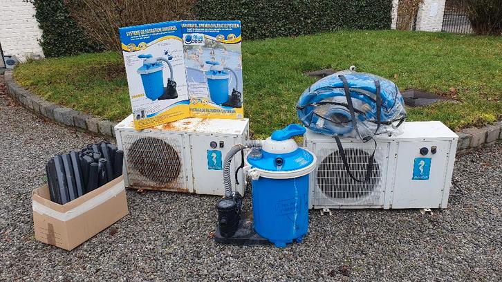 WARMTEPOMP VOOR HET ZWEMBAD + ZANDFILTER, Tuin en Terras, Zwembad-toebehoren, Gebruikt, Zwembadpomp, Ophalen