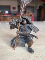 Samuraï avec étendard Bronze 20cm, Antiquités & Art, Bronze, Enlèvement ou Envoi