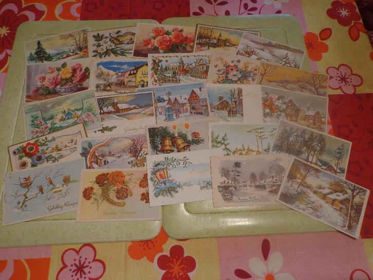 Ongeveer 200 oude kerst-/nieuwjaarskaarten, Collections, Cartes postales | Thème, (Jour de) Fête, Enlèvement ou Envoi