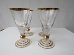 Vintage Hollywood Regency set 4 likeurglaasjes verguld 24, Antiek en Kunst, Antiek | Glaswerk en Kristal, Ophalen of Verzenden