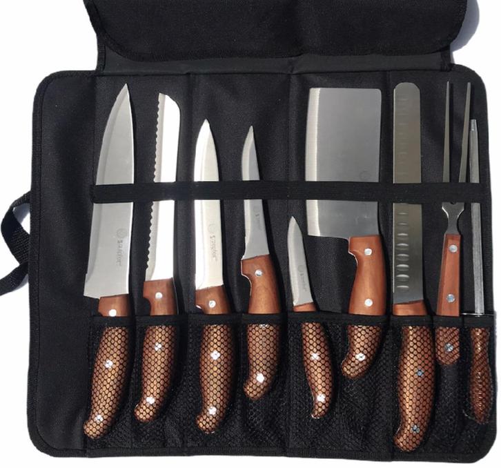 Messenset 10dlg in map 2 modellen – Nieuw, Huis en Inrichting, Keuken | Bestek, Nieuw, Bestekset, Overige materialen, Vaatwasserbestendig