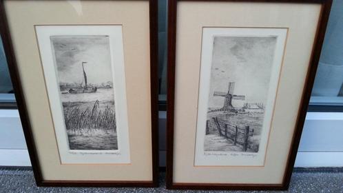 Anna Doedijns, twee lijnetsen met aquatint, Antiek en Kunst, Kunst | Etsen en Gravures, Ophalen of Verzenden