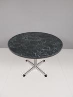 Vintage Tafel met Marmerlook Blad en Chromen Onderstel, Ophalen, Gebruikt, 50 tot 100 cm, 50 tot 100 cm