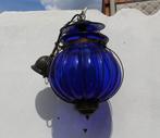 Mooie blauwe Marokkaanse hanglamp, Huis en Inrichting, Lampen | Hanglampen, Glas, Ophalen of Verzenden, Zo goed als nieuw