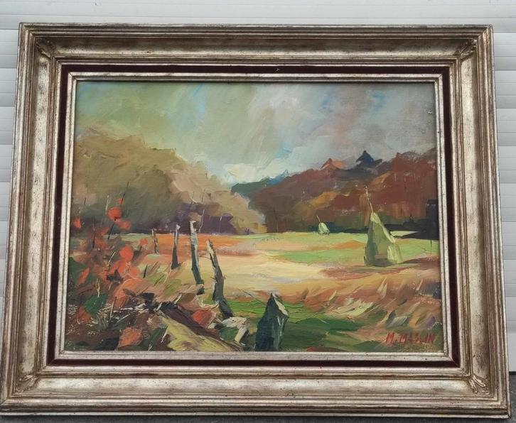 huile sur toile paysage ardenais signe monique massin, Antiek en Kunst, Kunst | Schilderijen | Klassiek, Ophalen of Verzenden