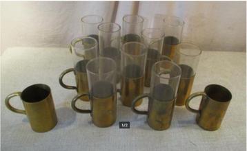 Mooie Partij van Theeglazen in Koperen houders beschikbaar voor biedingen