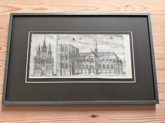 Leuven Sint Pieterskerk print vroeg 18e eeuw, Antiek en Kunst, Kunst | Etsen en Gravures, Ophalen of Verzenden