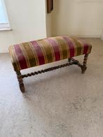 Antieke eikenhouten bank met fluwelen bekleding, Ophalen, Gebruikt