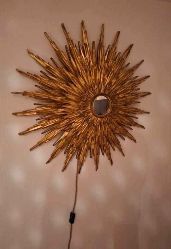 Miroir soleil lumineux deknudt 1970 rareté de 81cm Tryptique, Antiek en Kunst, Antiek | Verlichting, Ophalen