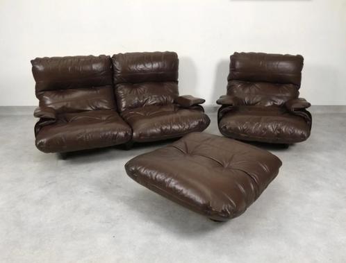 Ligne Roset Marsala sofa set - brown leather, Huis en Inrichting, Zetels | Complete zithoeken, Gebruikt, Kunststof, Leer, Ophalen of Verzenden