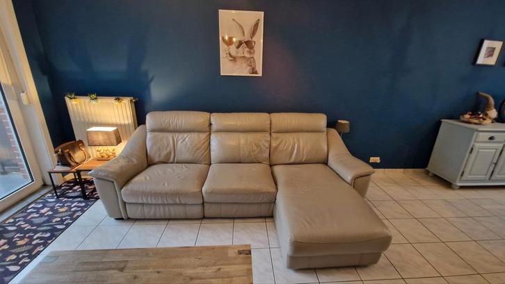 lederen hoeksalon met elektrische relaxen, Huis en Inrichting, Zetels | Complete zithoeken, Gebruikt, Ophalen