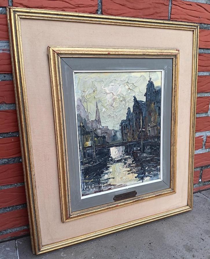 Emile Lammers (1914-1990) - stadszicht - olieverf op doek, Antiek en Kunst, Kunst | Schilderijen | Klassiek, Ophalen of Verzenden