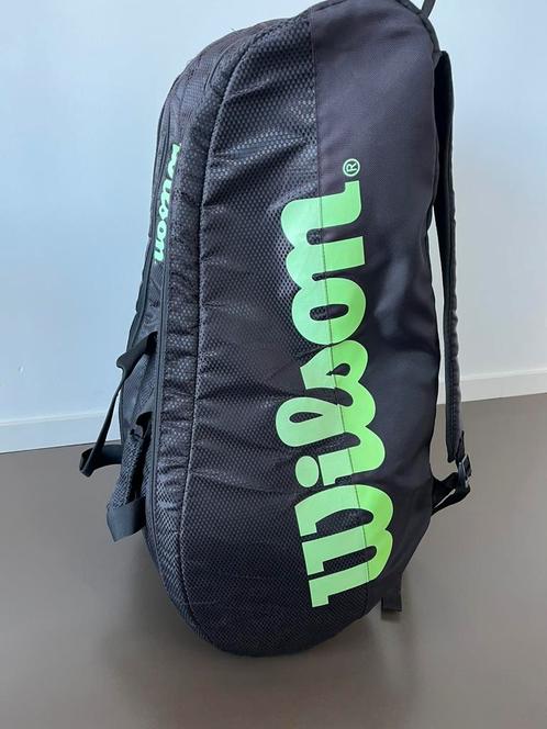 Wilson Tour 3-vaks Tas Zwart/Groen, Sport en Fitness, Tennis, Gebruikt, Tas, Wilson, Ophalen