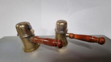Setje vintage messing peper en zout potje  beschikbaar voor biedingen