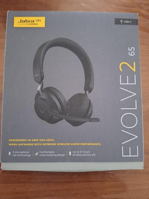 Jabra Evolve 2  65 zwart NIEUW, Computers en Software, Headsets, Nieuw, Over-ear, Draadloos, Gaming headset, Inklapbare microfoon