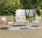 4-zits lage tuinset van wit staal en rotan - NIEUW, Tuin en Terras, Ophalen, Rotan, Bank, Tuinset