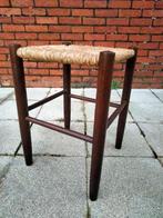 vintage houten kruk tabouret stool rieten zitting, Ophalen of Verzenden, Gebruikt