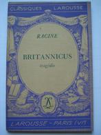 4. Racine Britannicus tragédie Classiques Larousse 1942, Livres, Jean Baptiste Racine, Europe autre, Utilisé, Envoi