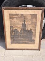 gravure chateau d havre signe emile lecomte, Antiek en Kunst, Ophalen of Verzenden